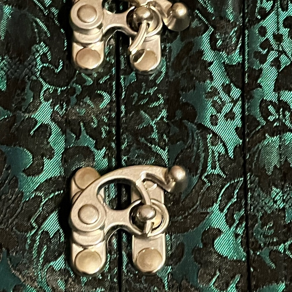 Elegant Green Brocade Full Corset with Metal Hook Clasps NWT - Picture 4 of 9